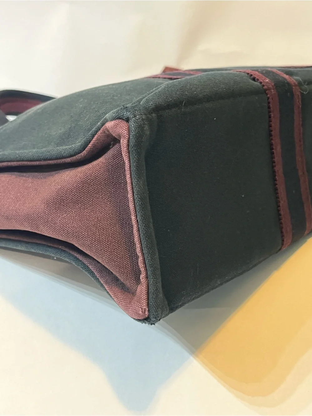 Hermès Fourre Tout MM Tote | Rare Burgundy + Black Canvas | Auth | Made in 🇫🇷